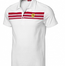Поло мужское Striped, white, Ferrari