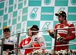 Гран При Малайзии  2012 г воскресенье 25  марта Серхио Перес Sauber F1 Team, Фернандо Алонсо Scuderia Ferrari победитель гонки и Льюис Хэмилтон Vodafone McLaren Mercedes