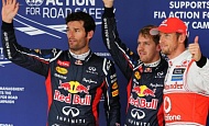 Гран При Японии 2012 г. Суббота 6 октября квалификация Марк Уэббер Red Bull Racing, Себастьян Феттель Red Bull Racing и Дженсон Баттон Vodafone McLaren Mercedes