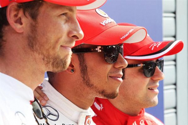 Гран При Италии 2012 г. Суббота 8 сентября квалификация Дженсон Баттон, Льюис Хэмилтон Vodafone McLaren Mercedes и Фелипе Масса Scuderia Ferrari