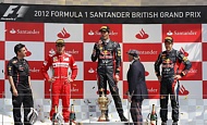 Гран При Великобритании  2012 г Воскресенье 8 июля гонка Фернандо Алонсо Scuderia Ferrari, Марк Уэббер  и Себастьян Феттель Red Bull Racing
