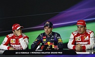 Гран При Малайзии 2013г. Суббота 23 марта квалификация Фелипе Масса Scuderia Ferrari, Себастьян Феттель Red Bull Racing и Фернандо Алонсо Scuderia Ferrari
