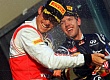 Гран При Австралии 2012 воскресенье 18  марта Дженсон Баттон Vodafone McLaren Mercedes победитель гонки и Себастьян Феттель Red Bull Racing